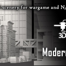 modern city small scale - kickstarter test file building train miniature wargame eskice 3d print model - Mito3D