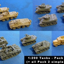 1 200 tanques veículos pack 2 tampo mesa modelos wargaming ww2 réplica militar guerra mundial worldwartwo 1945 mar 3d print model - Mito3D