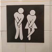 funny bathroom sign bar board girl men woman boy restroom black&white signboard bagno cartello segnale donna uomo divertente locale biancoenero 3d print model - Mito3D
