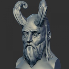 odin buste visage mythologie norrois mythe 3d print model - Mito3D