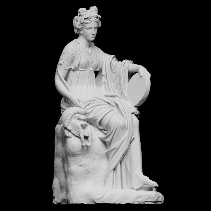 seated muse thalia scan mask rome sculpture poetry plaster song comedy theatre blossom artec tympanum openglam artec-eva smk-open 3D print model - Mito3D