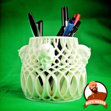 metal kalem parça konumlandırma bahçe tutucu kap kafatası Kaya organik boynuzları kalemlik ricmetal ricrock ricvase 3d print model - Mito3D