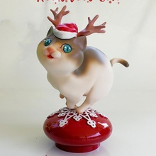 renne chat Noël animal décorer boîte musique 3d print model - Mito3D