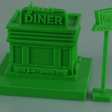 cartoon edificio pranzo l'istruzione architettura cartone animato cibo diner 3d print model - Mito3D