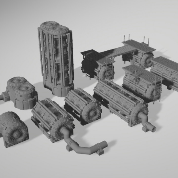 5060 industrial complejo Añadir tubos pasadizo mesa terreno juego guerra martillo necromunda warhammer40k warhammer30k 3D print model - Mito3D