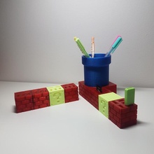 super mario usb sd micro organizer blocks cup desk office pencil pot supermario microsd bit 8 3d print model - Mito3D