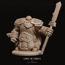 dwarven infantry 05 miniature tabletop army dragons dungeons fantasy mini model player rpg sculpture character dwarf edition dnd 5th npc polearm 3d print model - Mito3D