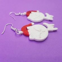 Natale orecchini natale neve gatto santa cappello bambini regalo rosso giocattolo bianca gioielleria ragazzo santahat charistmas 3d print model - Mito3D