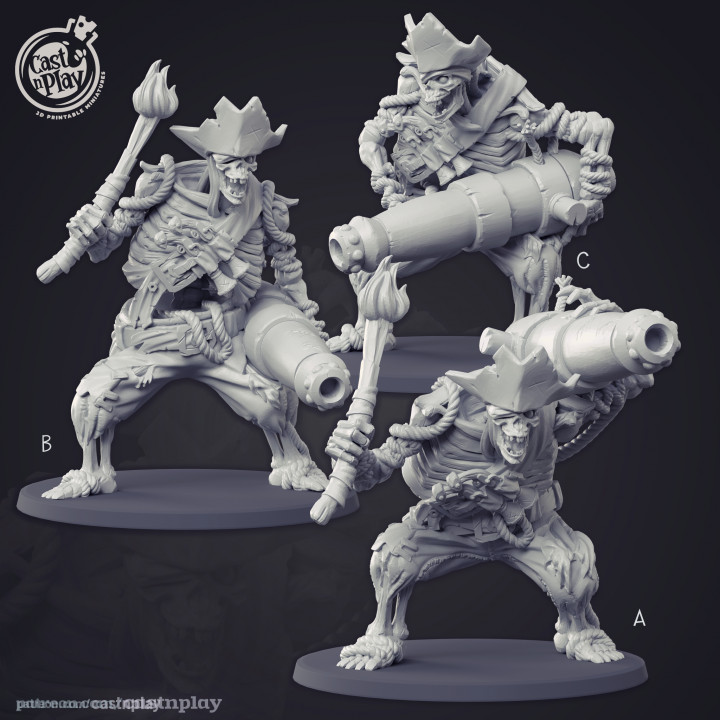 mortel canon Skelleton pre supported table épique pirate squelette Patreon pirates jeter maudit équipage Skelly 3D print model - Mito3D