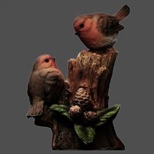 2 pettirossi pigne scansione Natale uccello inverno pettirosso albero pigna winterbird Christmasbird 3d print model - Mito3D