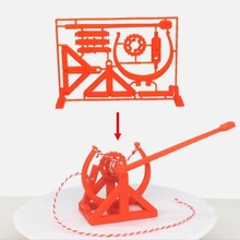 3d printable Vinci catapulta regalo carta Natale meccanica ingranaggi meccanico primavera giocattolo compleanno completamente stampabile modello kit 3d print model - Mito3D