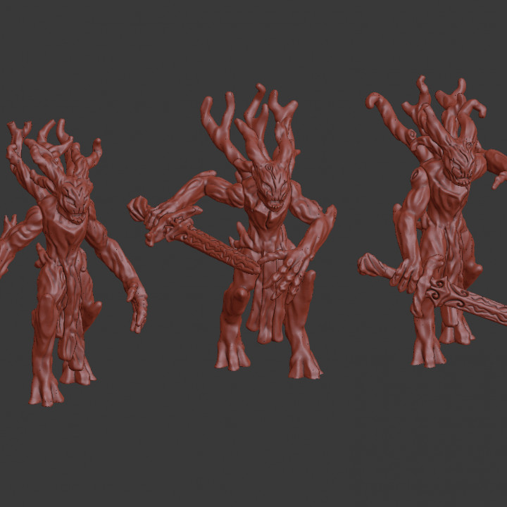 forest shamblers miniatures tabletop fantasy rpg warhammer wood miniature ent dnd pathfinder kingsofwar treeman dryad kow forestshambler custamizable forstgrave 3D print model - Mito3D