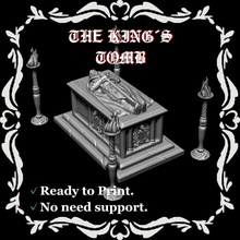 tomb tabletop king stone terrain scenary sarcophagus dungeon candles rip ritual cript 3d print model - Mito3D