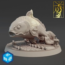 koi peixe tampo mesa Dragão miniaturas forja Império titã 3d print model - Mito3D