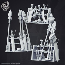 weapon racks tabletop medieval play rpg sword weapons swords patreon wooden dnd flail cast castnplay weaponery 3d print model - Mito3D