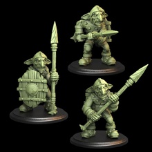 3x goblins tabletop stl miniatures printing wargaming zbrush sla resin patreon 28mm 32mm tytantroll scaling spearmen figuires 3d print model - Mito3D