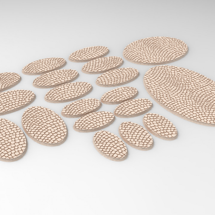 3d printable coblestone textured oval bases - roads wargame tabletop road wargaming 28mm 35mm 3D print model - Mito3D