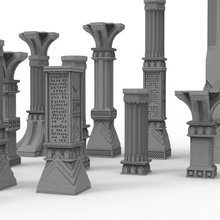 3d printable pillar assorted bases dwarf print model tabletop games miniatures stone terrain toys wargaming wargame 28mm 35mm scenery 3d print model - Mito3D