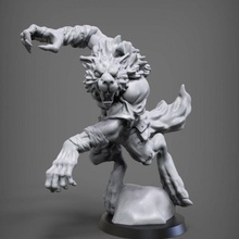 werewolf tabletop wolf miniature sculpt boardgame 32mm fabioschizzo 3d print model - Mito3D
