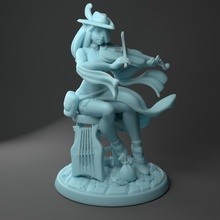 Silv duende bardo tampo mesa dragões masmorras fantasia fêmea violino mulher d 3d print model - Mito3D
