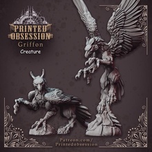 griffon - landed flying heaven hath fury dnd 32mm pre-supported tabletop animal creature dragons hell kickstarter wings printed dungeon griffin patreon obsession 3d print model - Mito3D