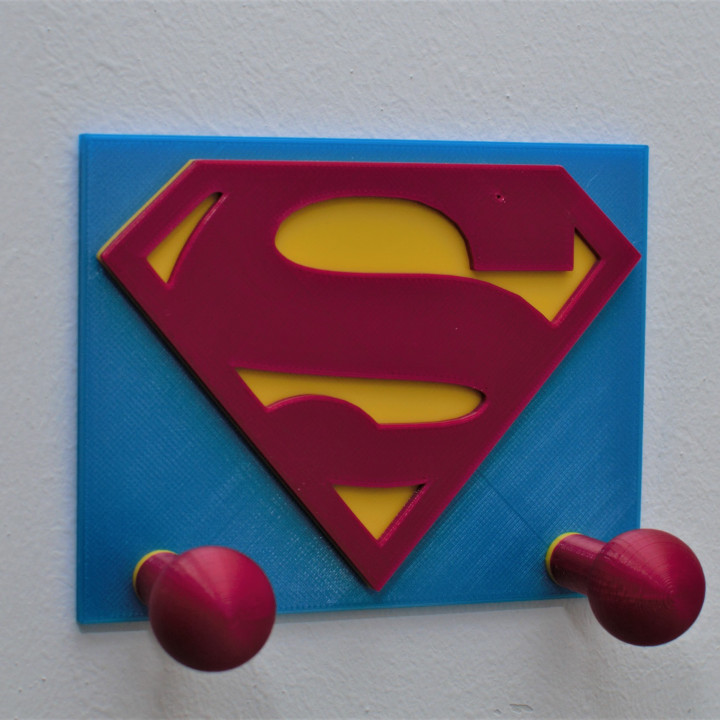 clothes hook kids superman logo decoration wall dc hang 3D print model - Mito3D