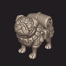 pack pug animal cute dog rpg miniature tabletop 28mm dungeons dragons canine pathfinder gaming companion 3d print model - Mito3D
