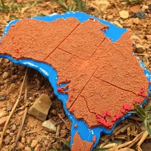 Australia apoyo 2020 mapa mapas emergencia 3d printing topografía paisajes desastre incendios bush fires incendio forestal 3d print model - Mito3D