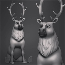 robusto veado Natal animais arte desenho animado fofa engraçado zbrush personagem esculpir 3d print model - Mito3D