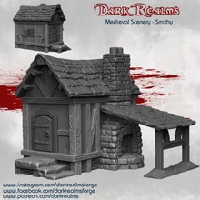 medieval scenery - smithy tabletop blacksmith house terrain forge d&d darkrealms 3d print model - Mito3D
