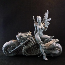 cibernético metal motociclista polluelo mesa demonio fantasía hembra figura sci fi sexy estatua Sla motocicleta dlp asesino cyberpunk Metal pesado samurai 3d print model - Mito3D