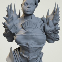 femelle dragon Chevalier buste boutique fantaisie guerrier 3d print model - Mito3D