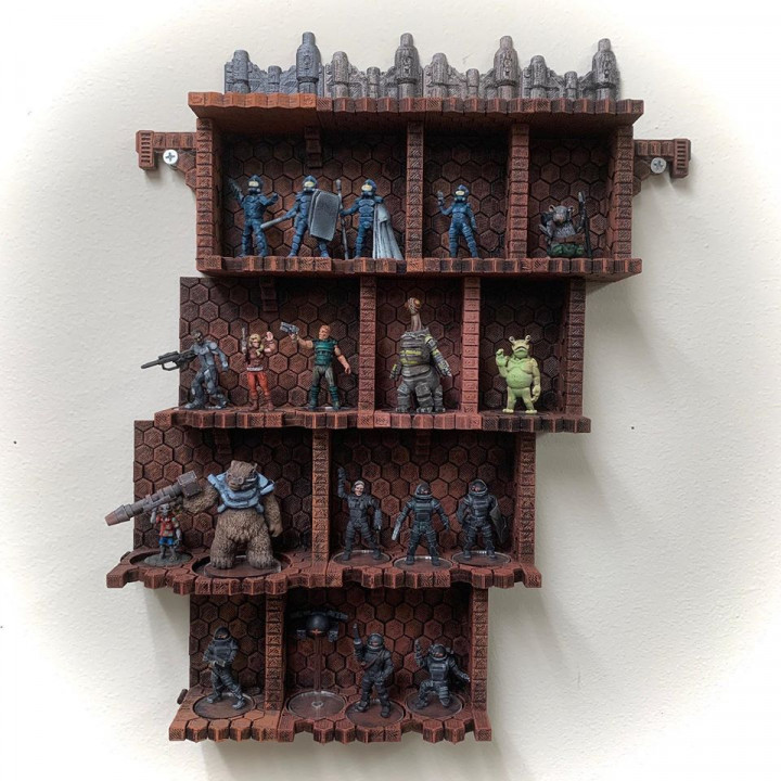 wallhalla sci-fi hex-o-plex tabletop display games gaming miniatures rpg star storage wargames wargaming warhammer scifi wars boardgames starship shelves infinity 28mm 32mm 3D print model - Mito3D