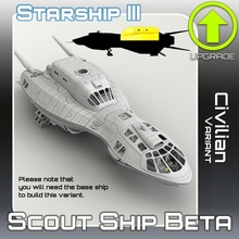 scout navire bêta civil variante table sci étoile terrain guerre miniature scifi vaisseau spatial atterrissage 28mm hangar openlock voyageur danger starfinder 3d print model - Mito3D
