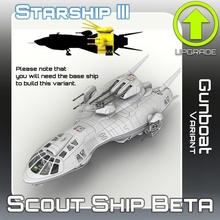 scout ship beta gunboat variant tabletop sci-fi star terrain war miniature scifi starship landing 28mm hangar openlock traveller danger starfinder traveler 3d print model - Mito3D
