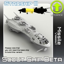 scout ship beta missile variant tabletop sci-fi star terrain war miniature scifi starship landing 28mm hangar openlock traveller danger starfinder traveler 3d print model - Mito3D