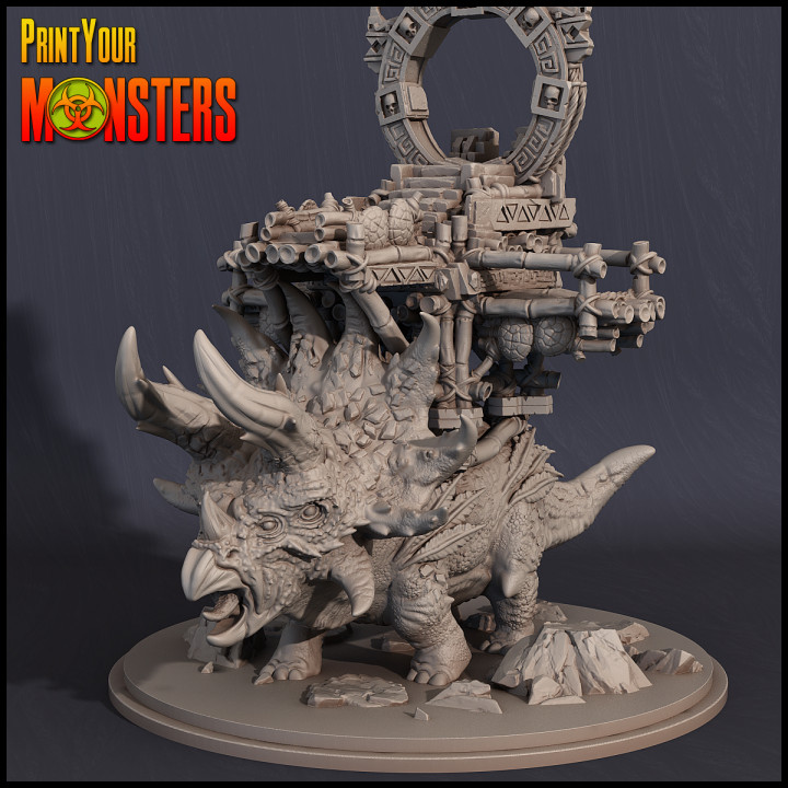 triceratops tampo mesa dinossauro jogos monstro miniatura patreon d dnd descobridor Solte 3D print model - Mito3D
