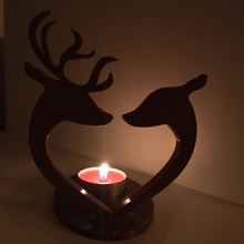 renna candela titolare supporto animale carina cervo facile foresta amore semplice legna romantico tealight San Valentino vday 3d print model - Mito3D