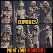 9 zombies tabletop game monster rpg warhammer zombie miniature pack patreon d&d dnd bundle pathfinder lepas 3d print model - Mito3D