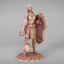 hembra humano paladín armadura dragones mazmorras fantasía juego niña guerrero personaje Warcraft 3d print model - Mito3D