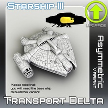 transport delta asymmetric variant tabletop sci-fi star terrain war miniature scifi starship landing 28mm hangar openlock traveller danger starfinder traveler 3d print model - Mito3D