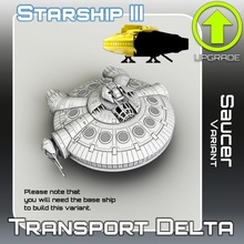 transport delta saucer variant tabletop sci-fi star terrain war miniature scifi starship landing 28mm hangar openlock traveller danger starfinder traveler 3d print model - Mito3D