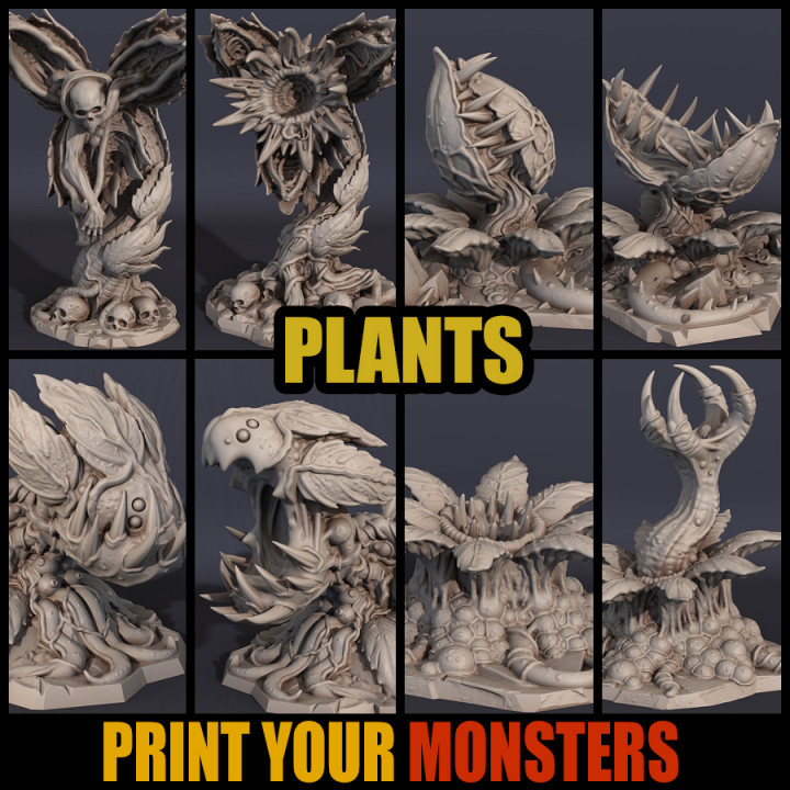 8 etobur bitkiler masaüstü oyun canavar bitki rpg Ayarlamak arazi Warhammer minyatür paketlemek Patreon d dnd paket yol bulucu dağılmak Bırak 3D print model - Mito3D