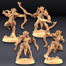 Deepwood Alfar 4 modüler masaüstü okçu ejderhalar Zindanlar elf kadın mini minyatürler Odun minyatür erkek minis bekçi Elf haydut dnd esnaf lonca 3d print model - Mito3D