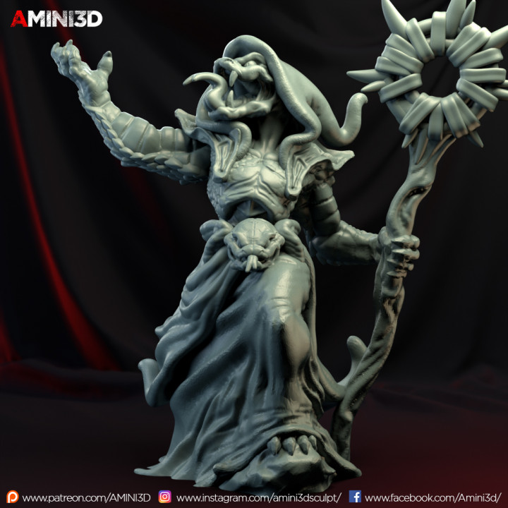 yuan ti05wizard masaüstü 3d sihirbaz minyatür cadı 3dprint yılan Zindanlar Ejderhalar d dnd oyunu miniature3d amini3d basılı minyatürler masa üstü minyatürleri Masa oyunları bağımlısı ustası 3D print model - Mito3D