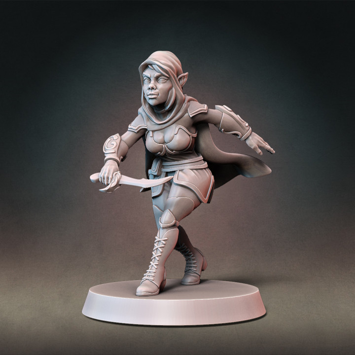 elf rogue type modular hands weapons presupported tabletop fantasy mini miniature dagger bow dungeonsanddragons minis patreon 28mm dnd pathfinder 32mm miniflayer dndminiatures 3D print model - Mito3D