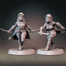 elf rogue set type a&b modular hands weapons presupported tabletop fantasy mini miniature dagger bow dungeonsanddragons minis patreon 28mm dnd pathfinder 32mm miniflayer dndminiatures 3d print model - Mito3D
