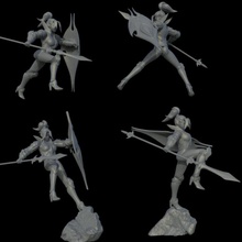 elfique guerrier pack lance bouclier miniatures table elfe combattant marteau guerre miniature cri 3d print model - Mito3D