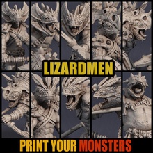 10 lizardmen tabletop game lizard monster set warhammer miniature pack patreon d&d dnd bundle pathfinder lepas 3d print model - Mito3D