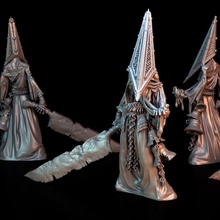 pinacle brother tabletop bell big creature dungeons fantasy gothic horror monster red undead warhammer zombie videogames character pyramid death dead gore crawler silenthill frostgrave mordheim hq pyramidhead 3d print model - Mito3D